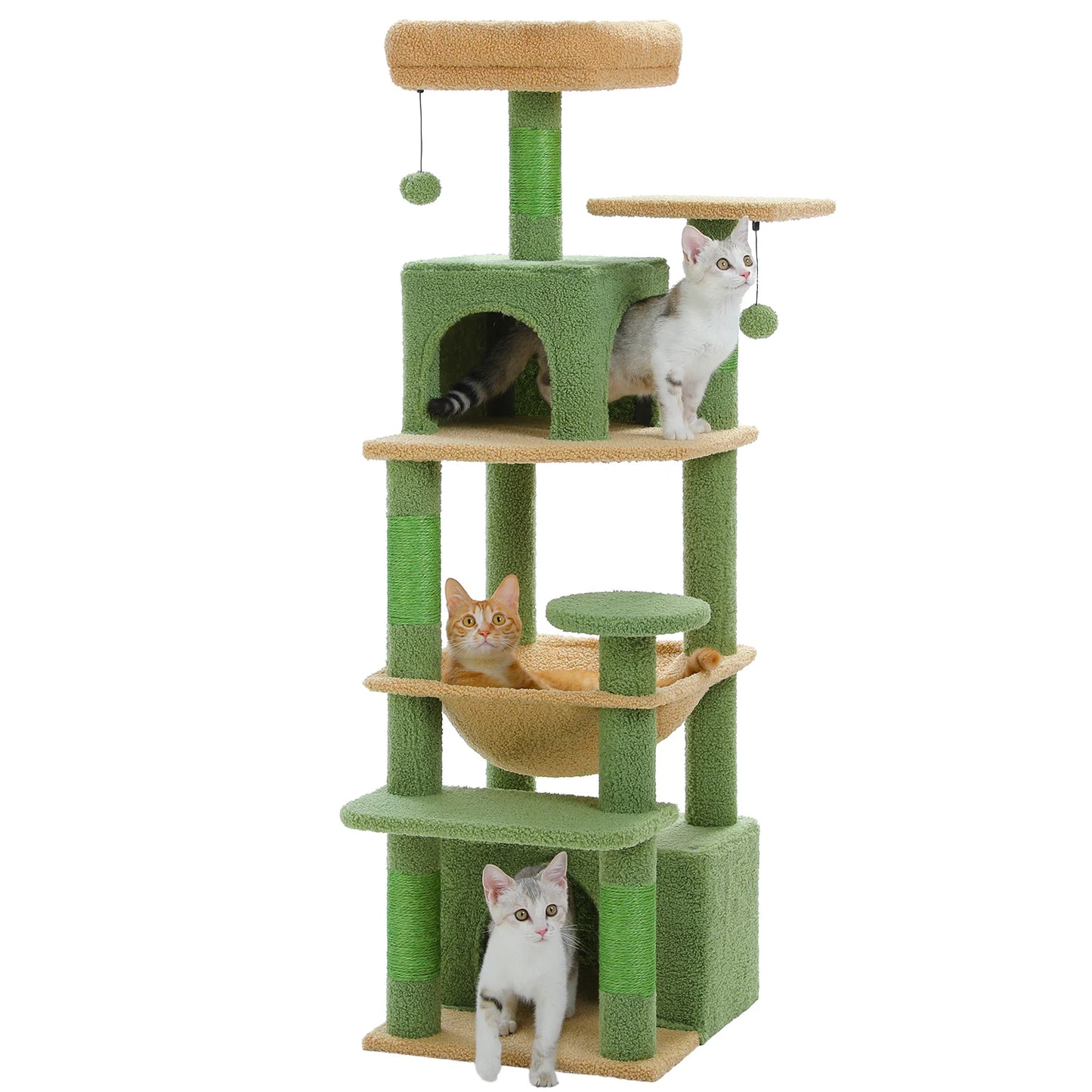 6-Levels Safe and Stable Cat Tree with Hammock and Condos