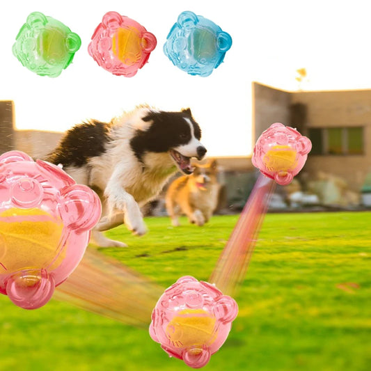 Pet Dog Toy Squeaky Interactive Tennis Ball Bear Head