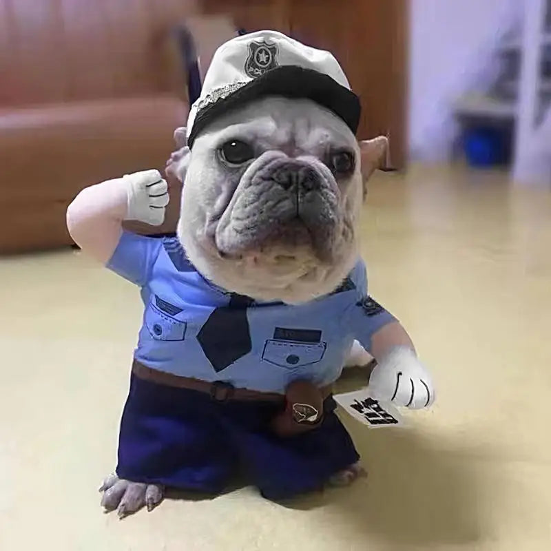 Cat Uniform Policeman Costume Outfits With Hat For Pets