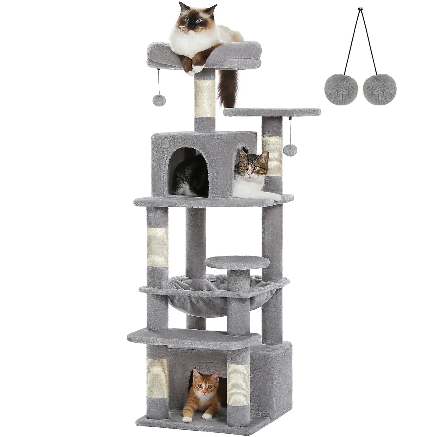 6-Levels Safe and Stable Cat Tree with Hammock and Condos