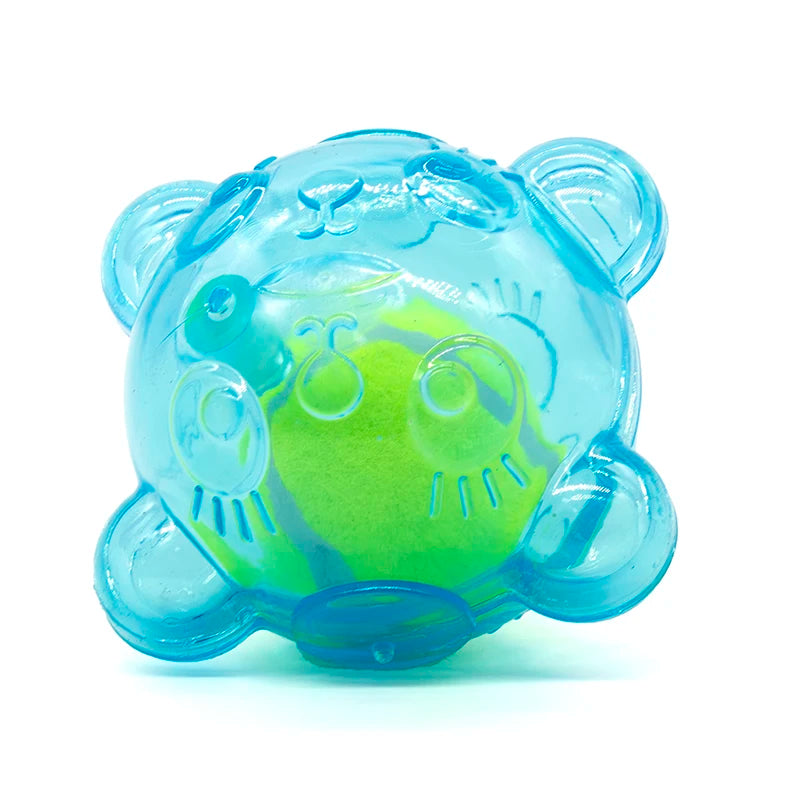 Pet Dog Toy Squeaky Interactive Tennis Ball Bear Head