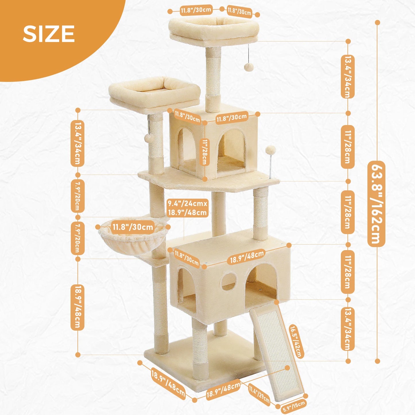 Cat Tree Luxury Cat Towers with Double Condos and Hammock