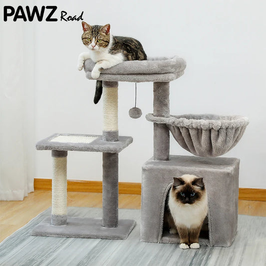H73CM 2in1 Small Cat Tree Condo with Cozy Perch and Board