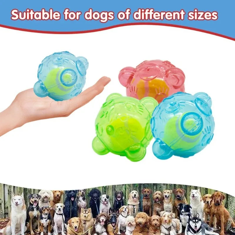 Pet Dog Toy Squeaky Interactive Tennis Ball Bear Head