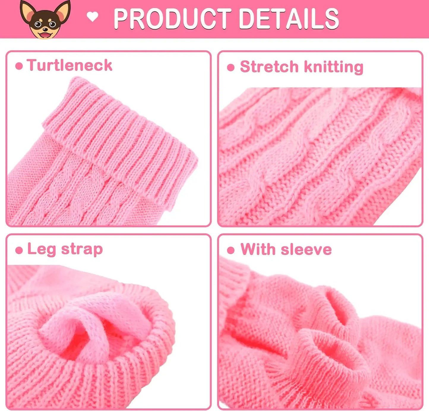 XXXS XXS XS Teacup Chihuahua Dog Sweater Warm Knitted Coat