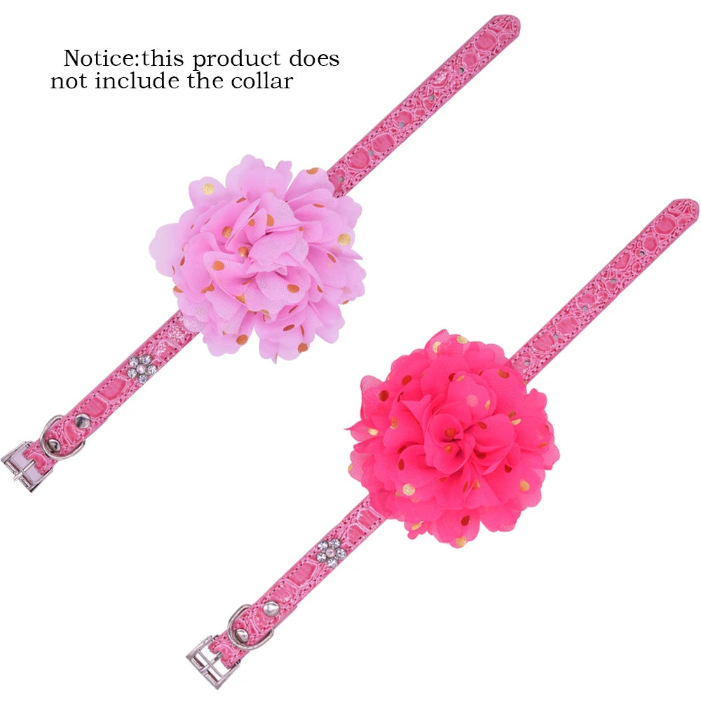 20/50PCS Big Flower Collar For Dogs Removable Bowties