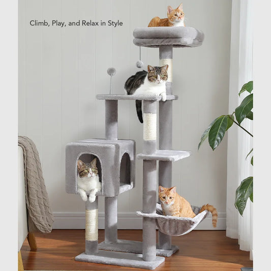 Cat Tree with Hammock Scratching Posts 2 Perches Large Condo
