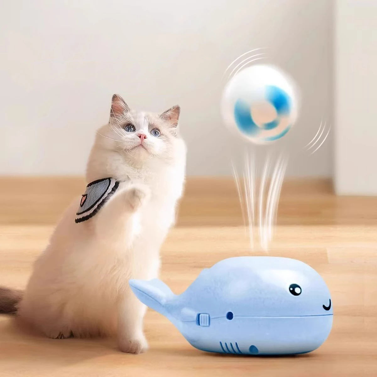 Electric Floating Ball Cat Toy - Whale Shaped USB Powered