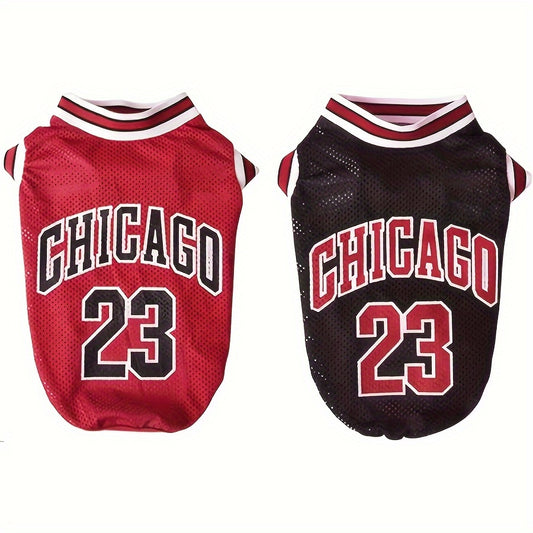 2pcs Chicago 23 Basketball-Inspired Dog Jerseys