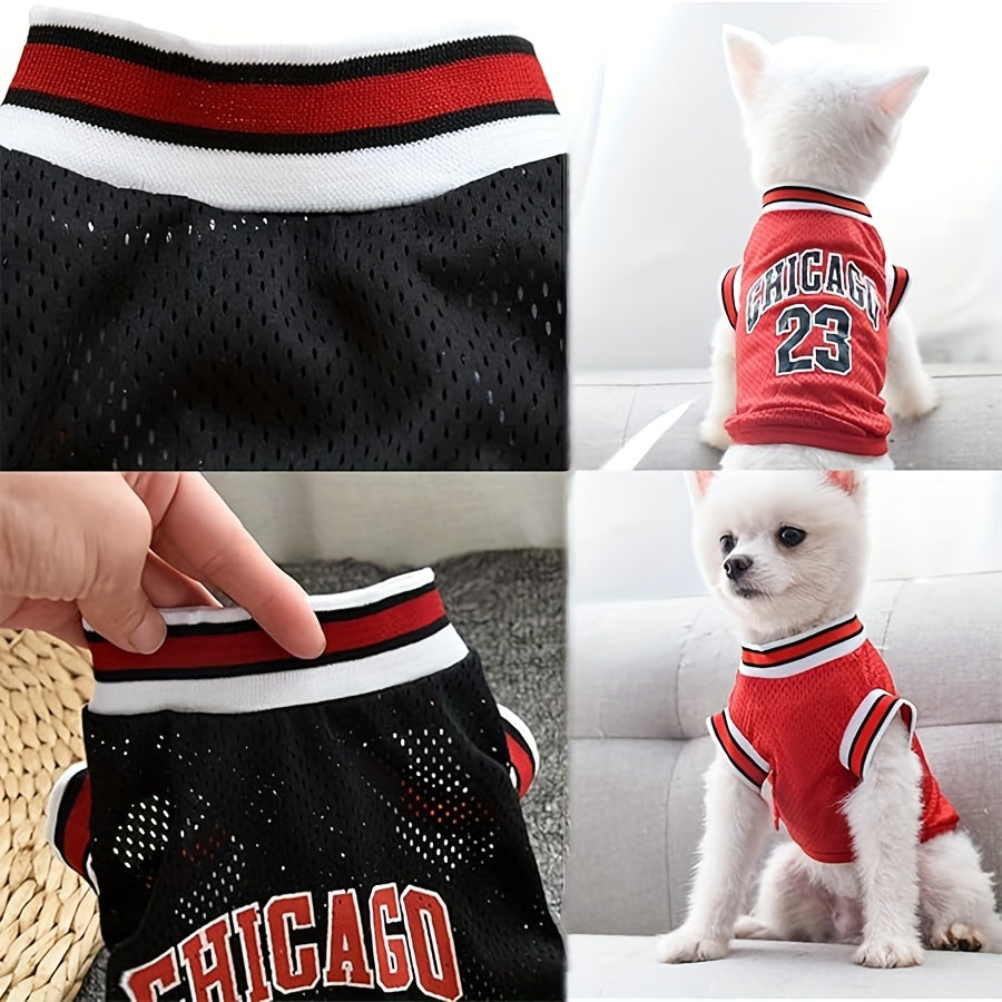 2pcs Chicago 23 Basketball-Inspired Dog Jerseys