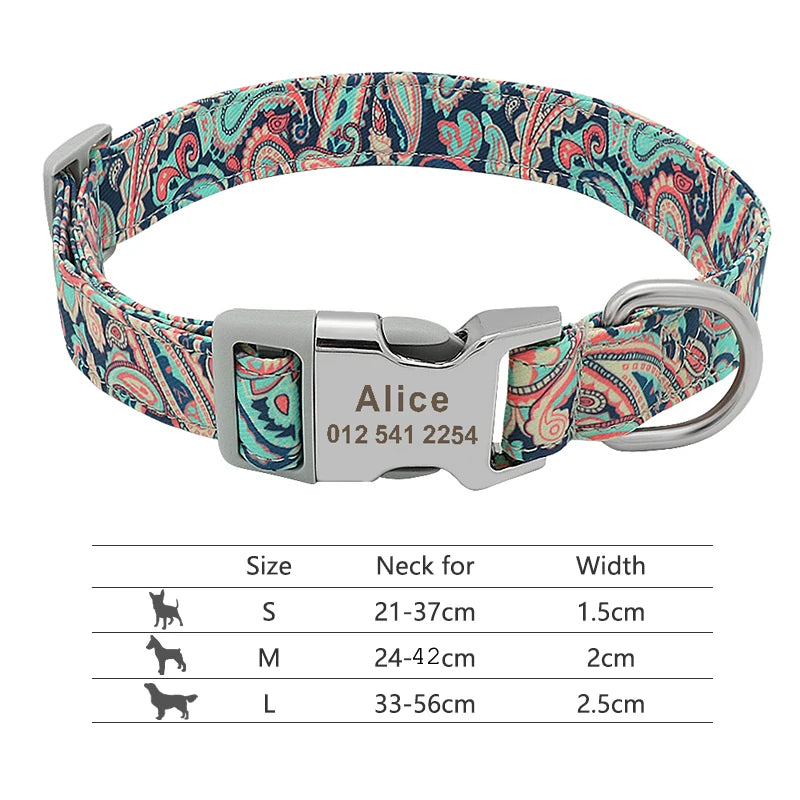 Adjustable Nylon Dog and Cat Collar Personalized