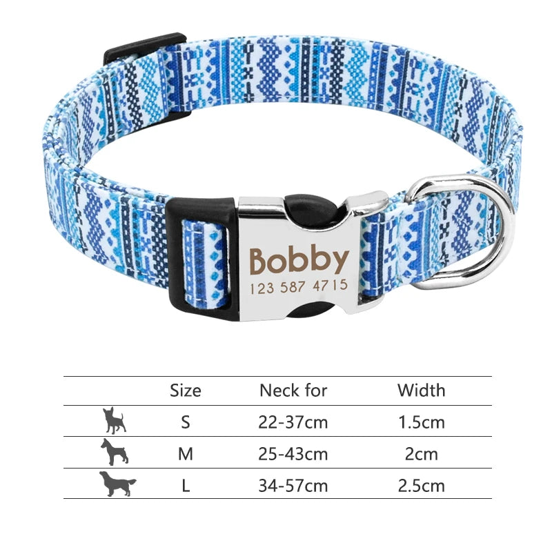 Adjustable Nylon Dog and Cat Collar Personalized