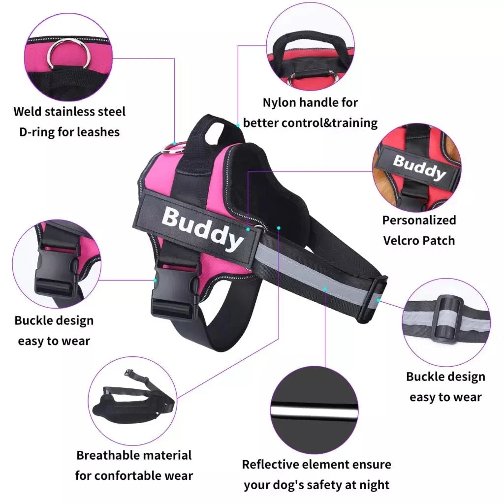 Personalized Reflective Breathable Pet Harness Vest For Small - Large Dogs