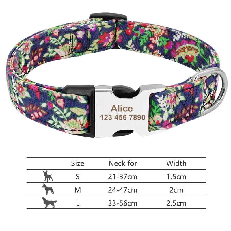 Adjustable Nylon Dog and Cat Collar Personalized