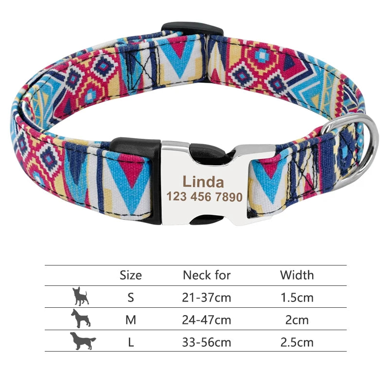 Adjustable Nylon Dog and Cat Collar Personalized