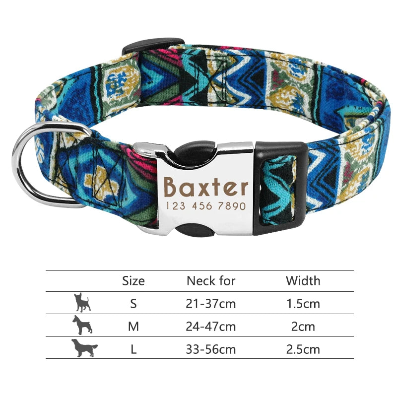 Adjustable Nylon Dog and Cat Collar Personalized