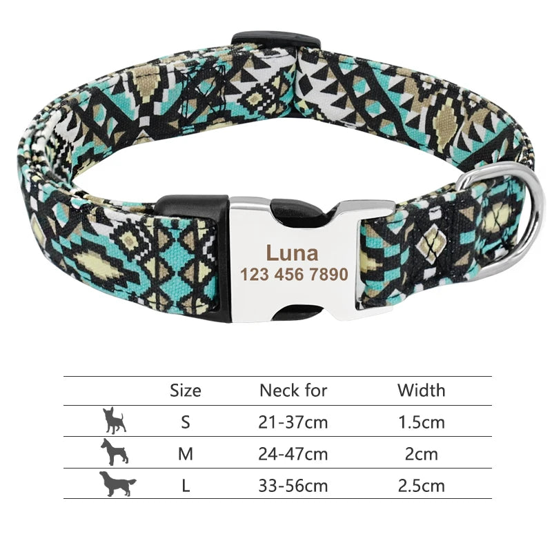 Adjustable Nylon Dog and Cat Collar Personalized