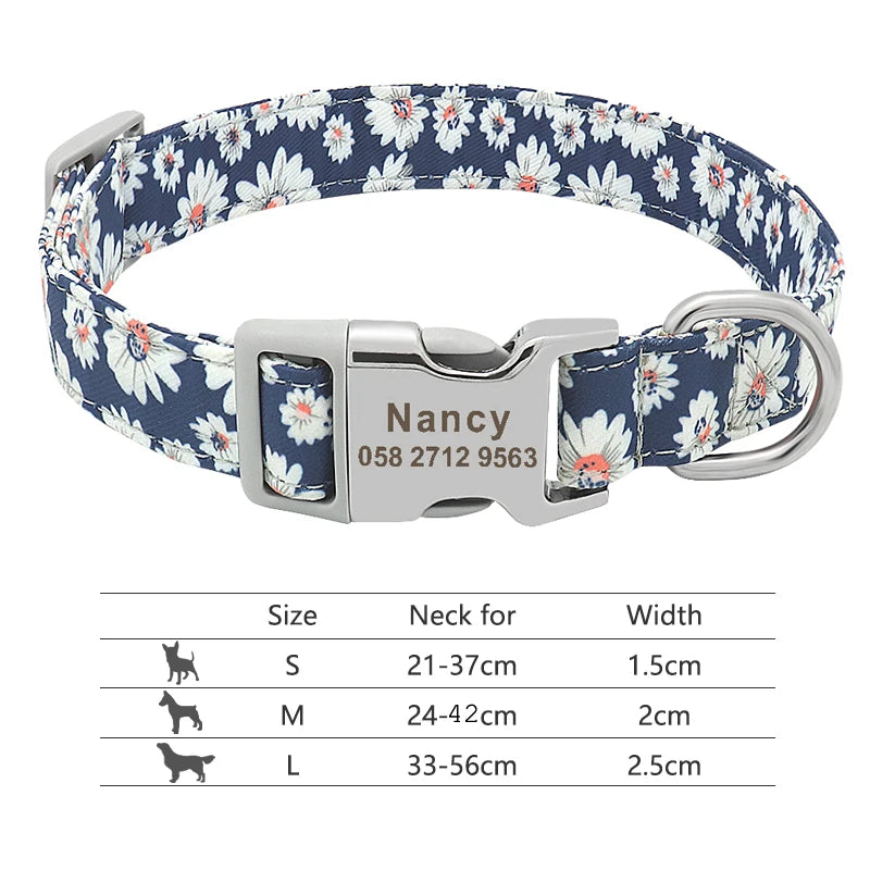 Adjustable Nylon Dog and Cat Collar Personalized