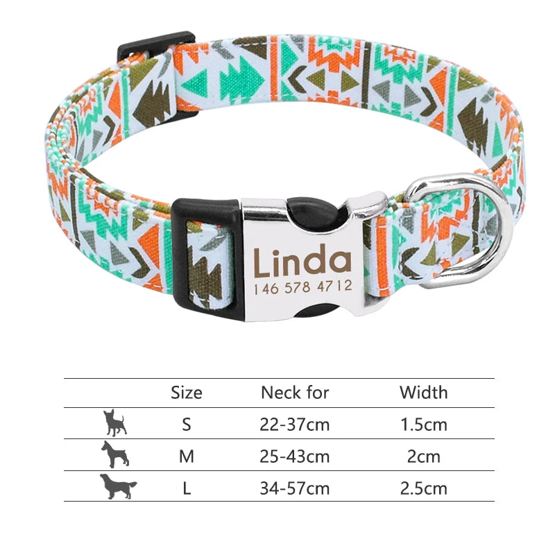 Adjustable Nylon Dog and Cat Collar Personalized