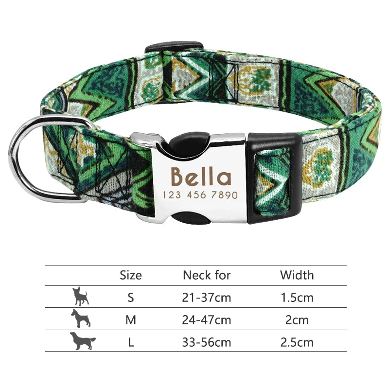 Adjustable Nylon Dog and Cat Collar Personalized