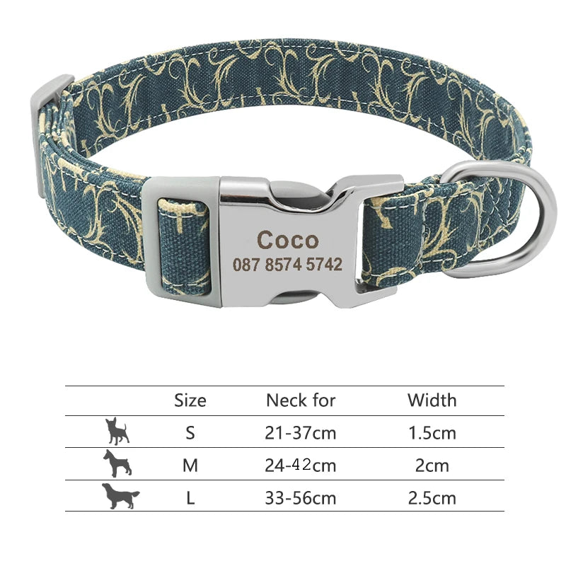 Adjustable Nylon Dog and Cat Collar Personalized