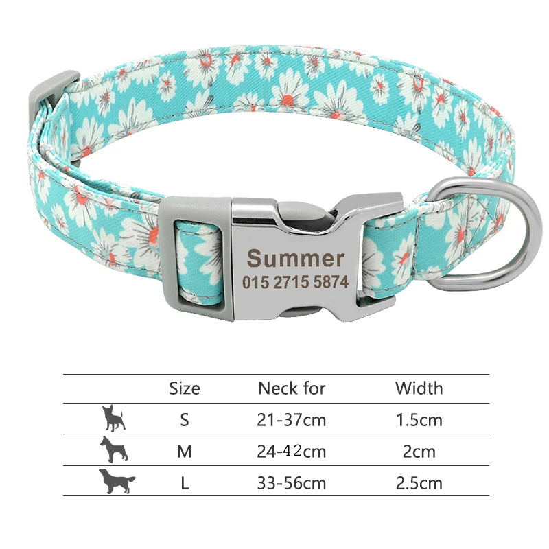 Adjustable Nylon Dog and Cat Collar Personalized