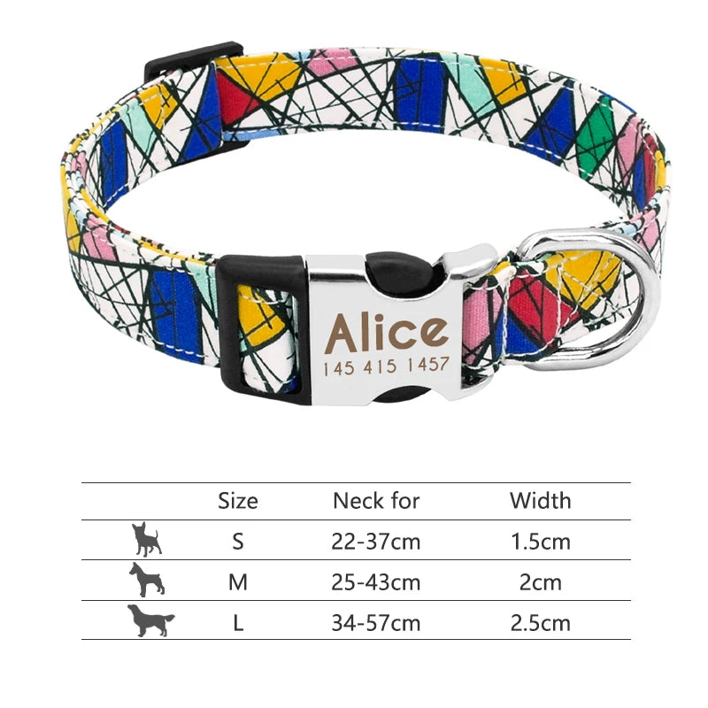 Adjustable Nylon Dog and Cat Collar Personalized