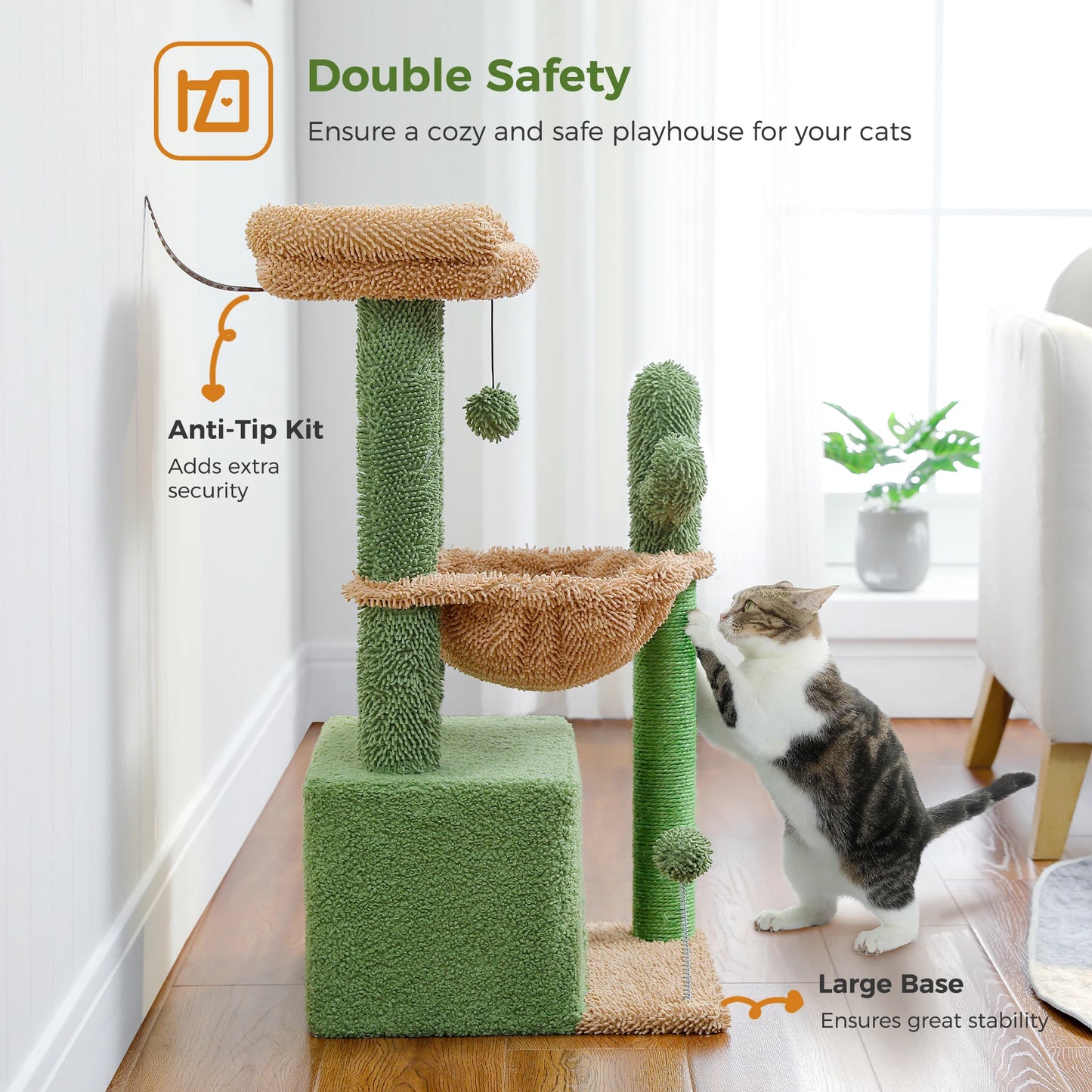 4-in-1 Cactus Cat Tree with Cozy Condo