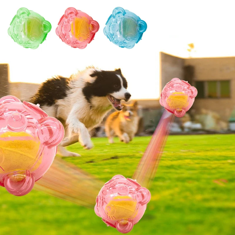 Pet Dog Toy Squeaky Interactive Tennis Ball Bear Head