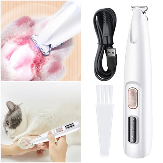 Dog Paw Trimmer with LED Light Electric Grooming Clippers