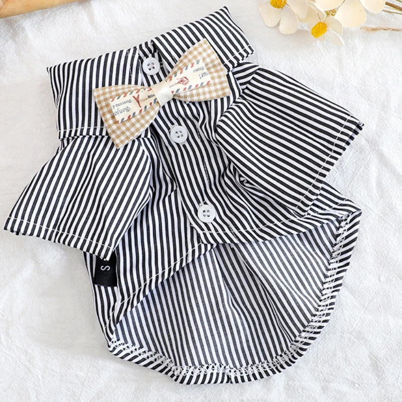 Pet Dog Clothes Bowknot Striped Shirts