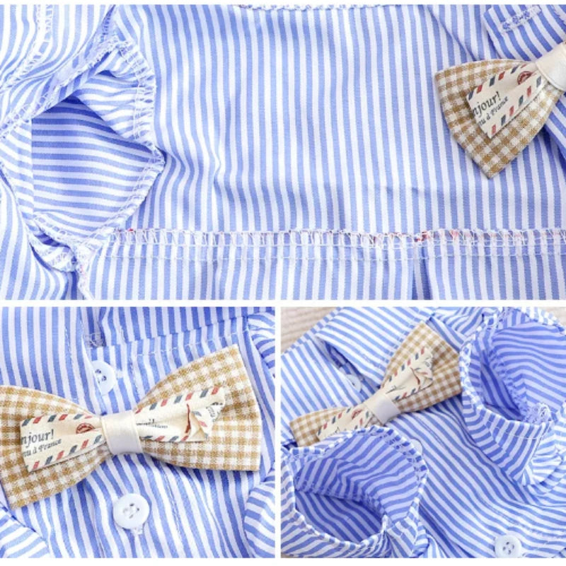 Pet Dog Clothes Bowknot Striped Shirts