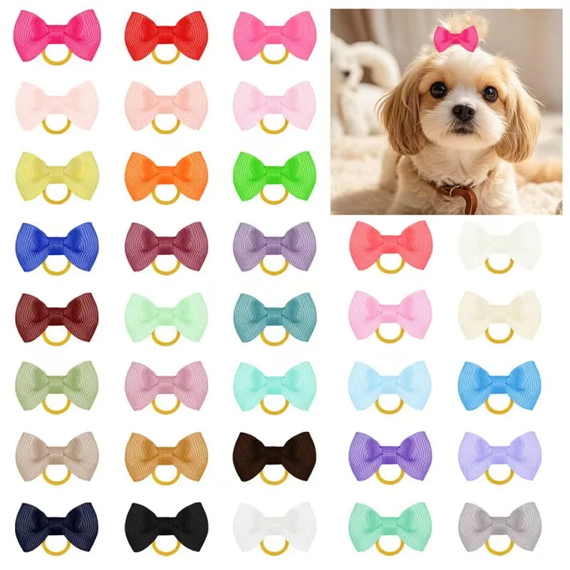 6 Style 5/10/20pcs Colorful Bow Pet Hair Bows