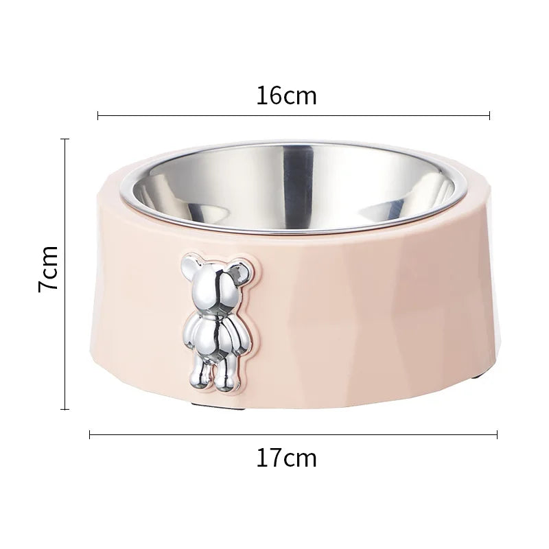 Pet Stainless Steel Bowl Diamond Bear