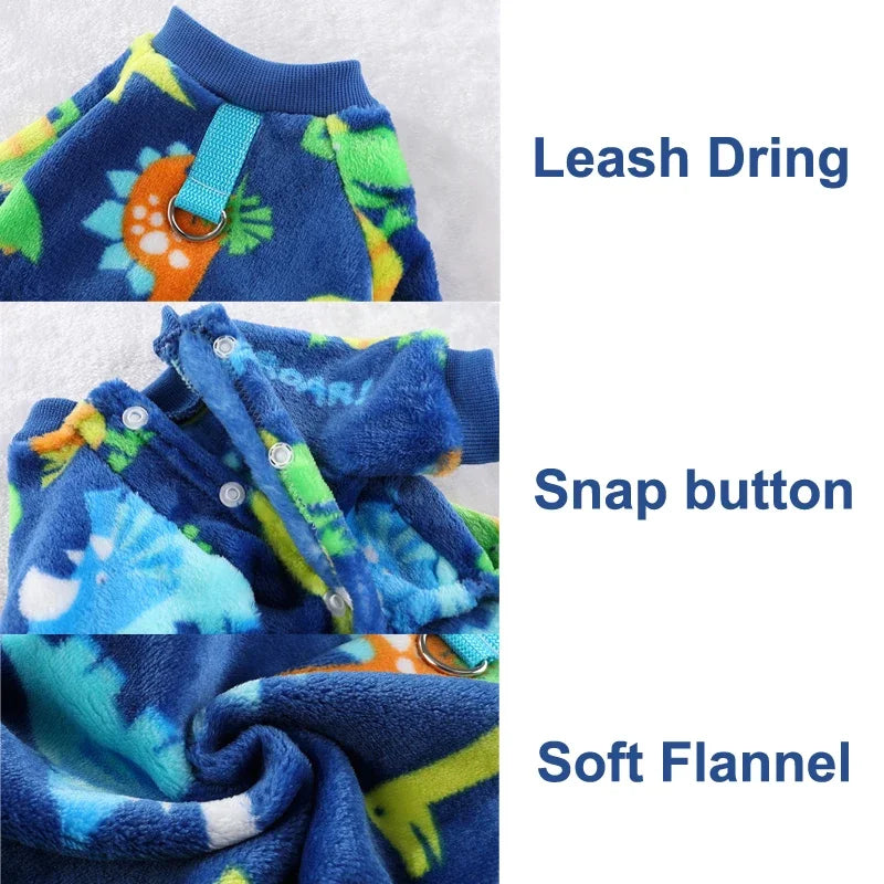 Soft Flannel Dog Pajamas for Small Medium Large Dogs