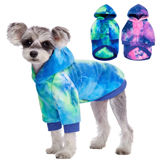 Tie Dye Dog Clothes Hoodie Pet Winter Coat Dog Sweaters