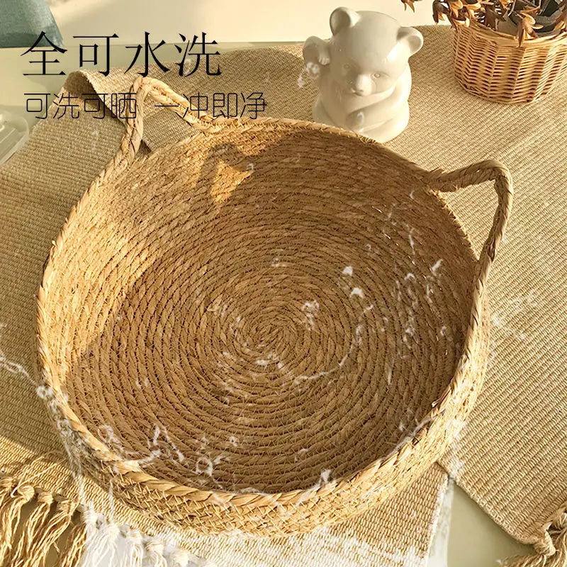 OUZEY Rattan Weaving Cat Basket