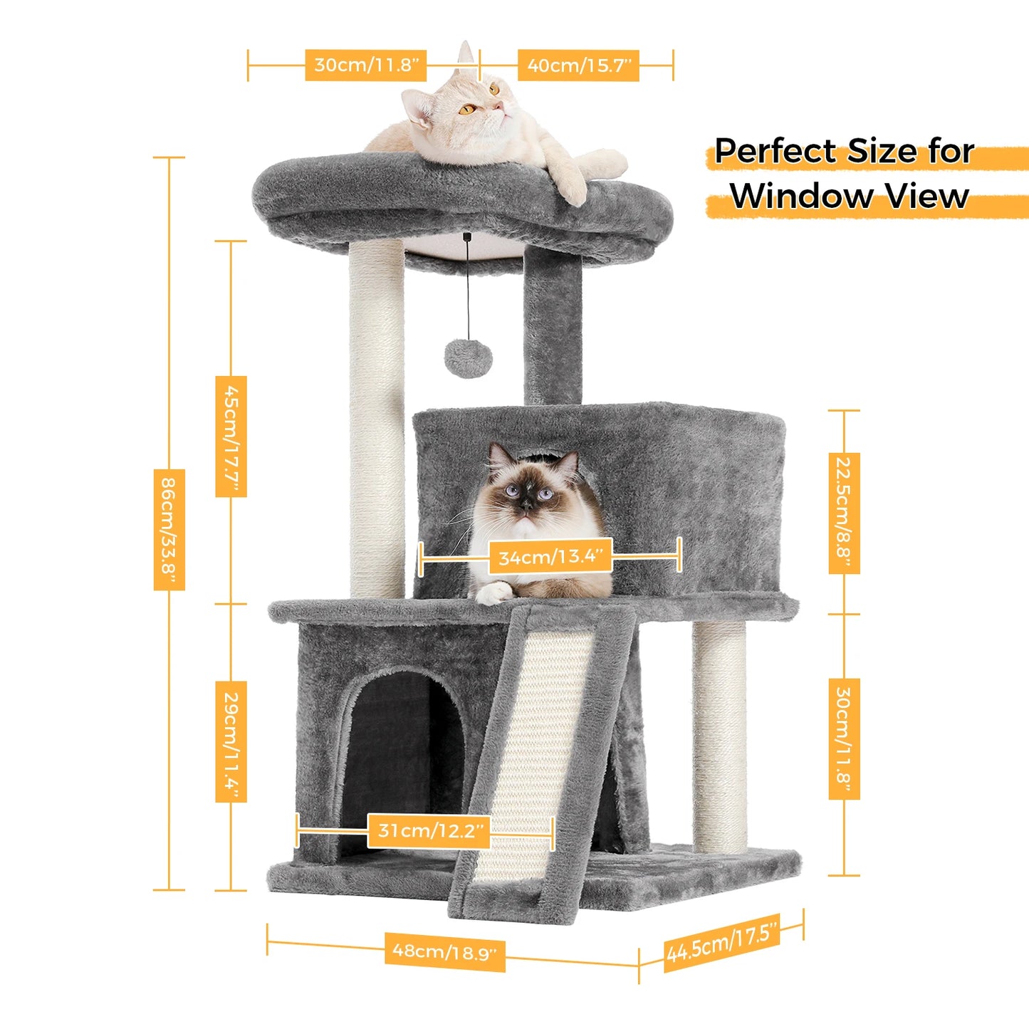 Cat Tree Luxury Cat Towers with Double Condos and Hammock