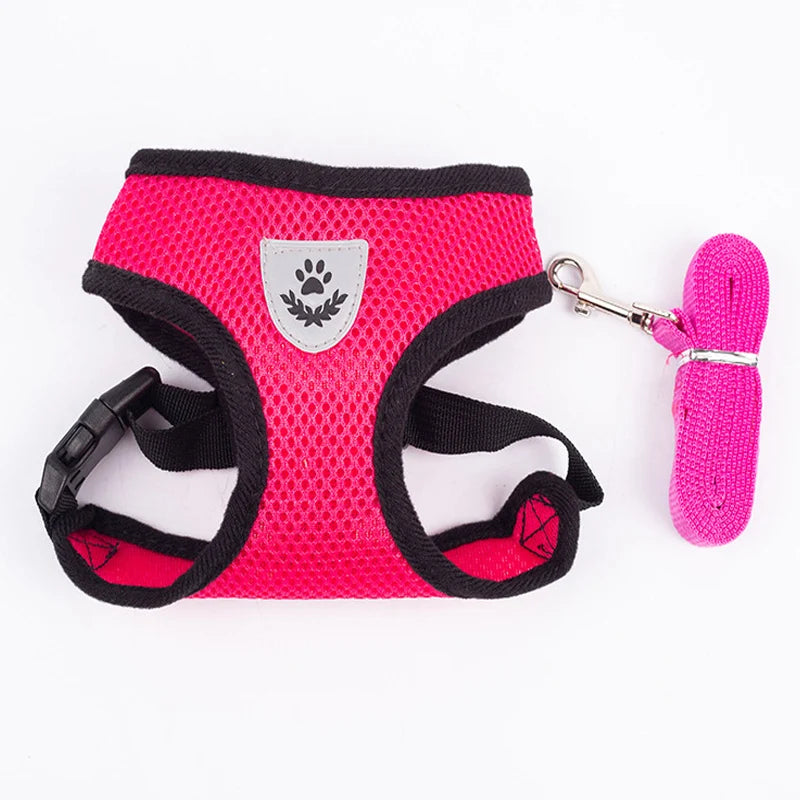 Cat Small Dog Breathable Mesh Harness and Leash