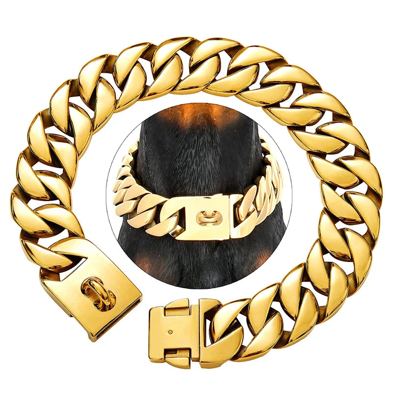 32MM Wide Strong Metal Dog Chain Collars For Large Dogs