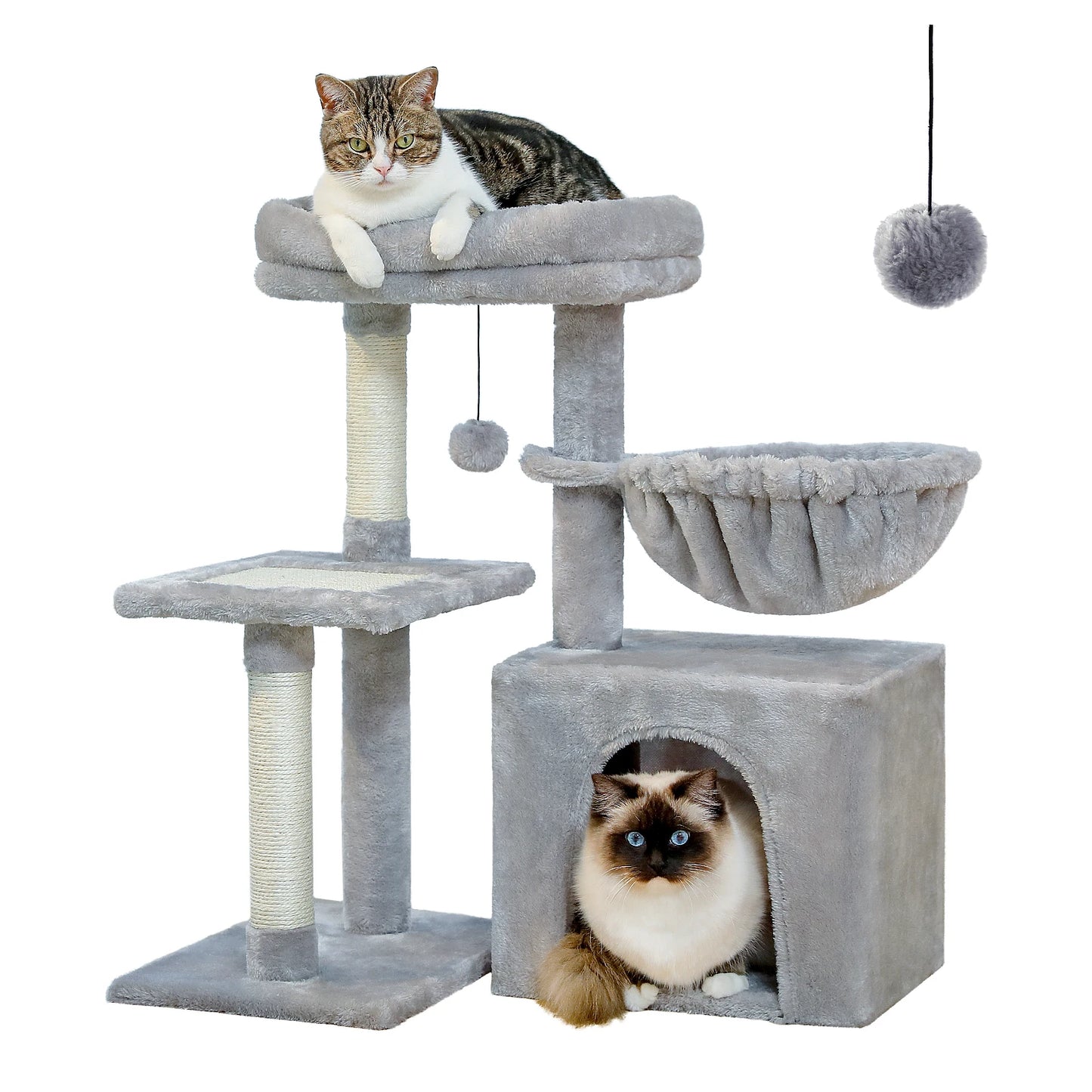 H73CM 2in1 Small Cat Tree Condo with Cozy Perch and Board