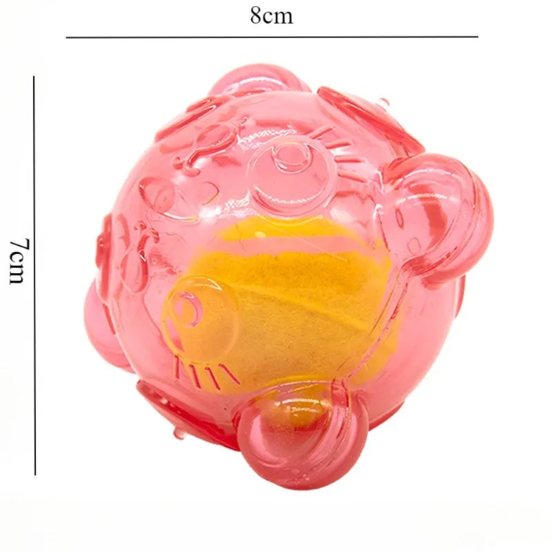 Pet Dog Toy Squeaky Interactive Tennis Ball Bear Head