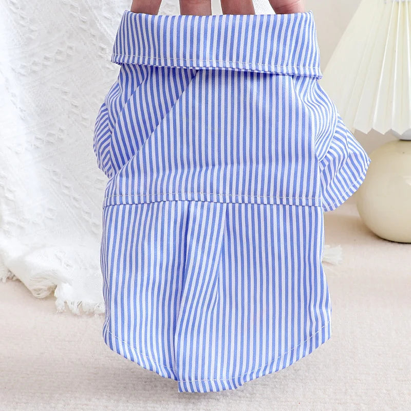 Pet Dog Clothes Bowknot Striped Shirts