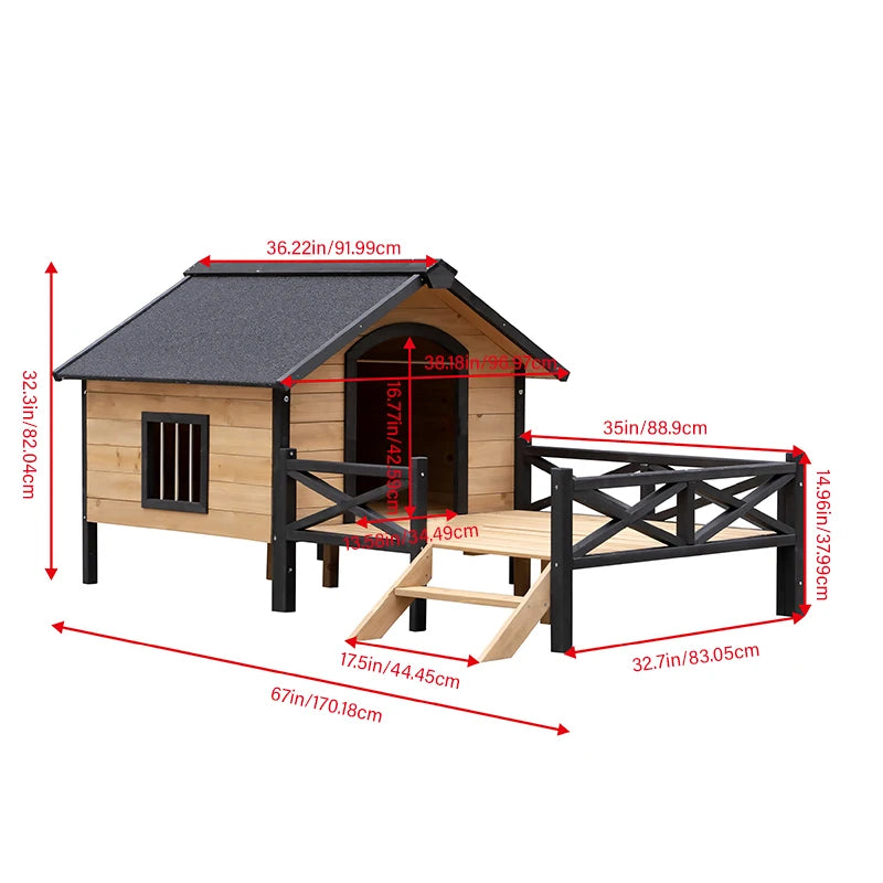 Outdoor Wooden Cabin House Style  Dog Kennel