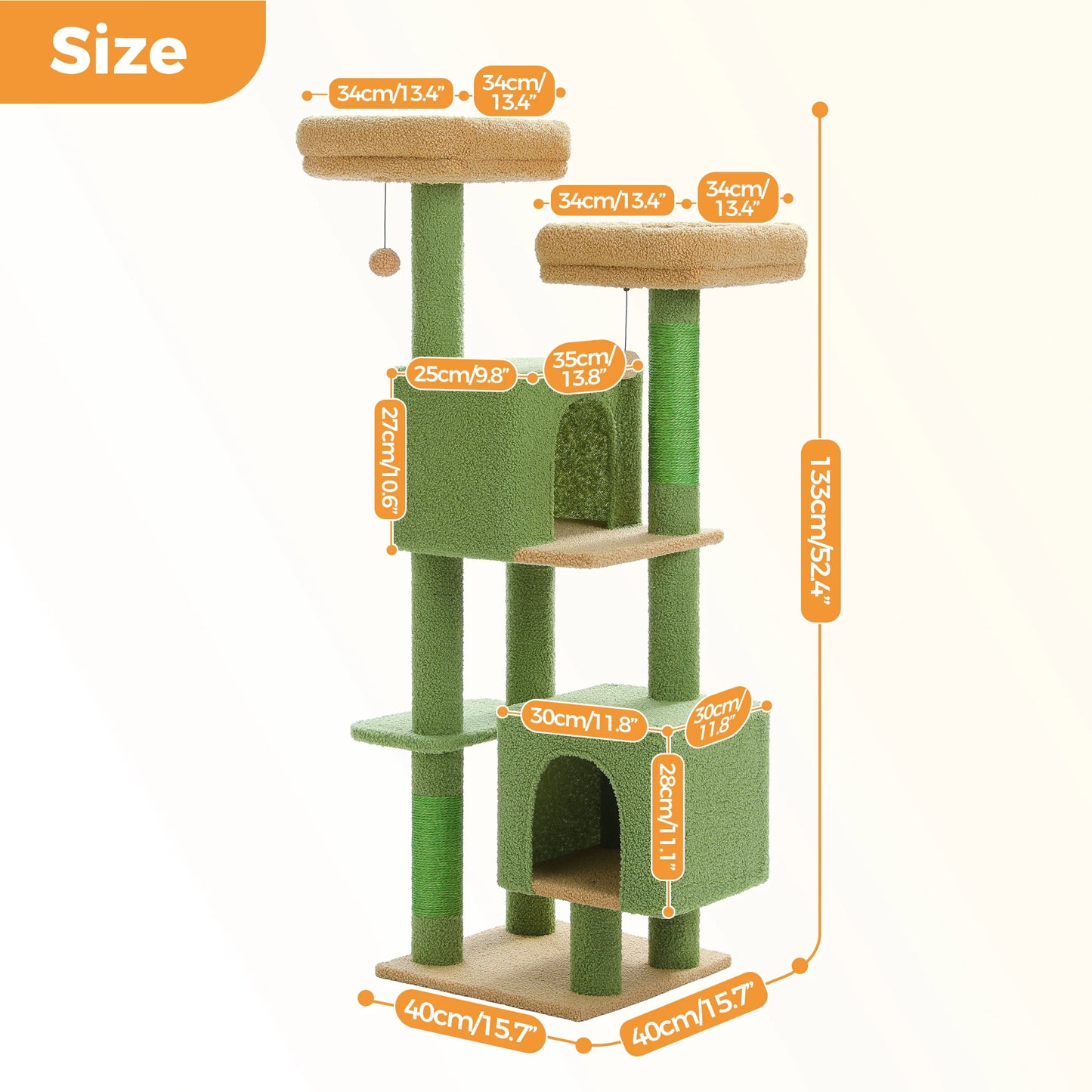 Flower Cat Tree for Indoor Cats with 2 Cozy Condos