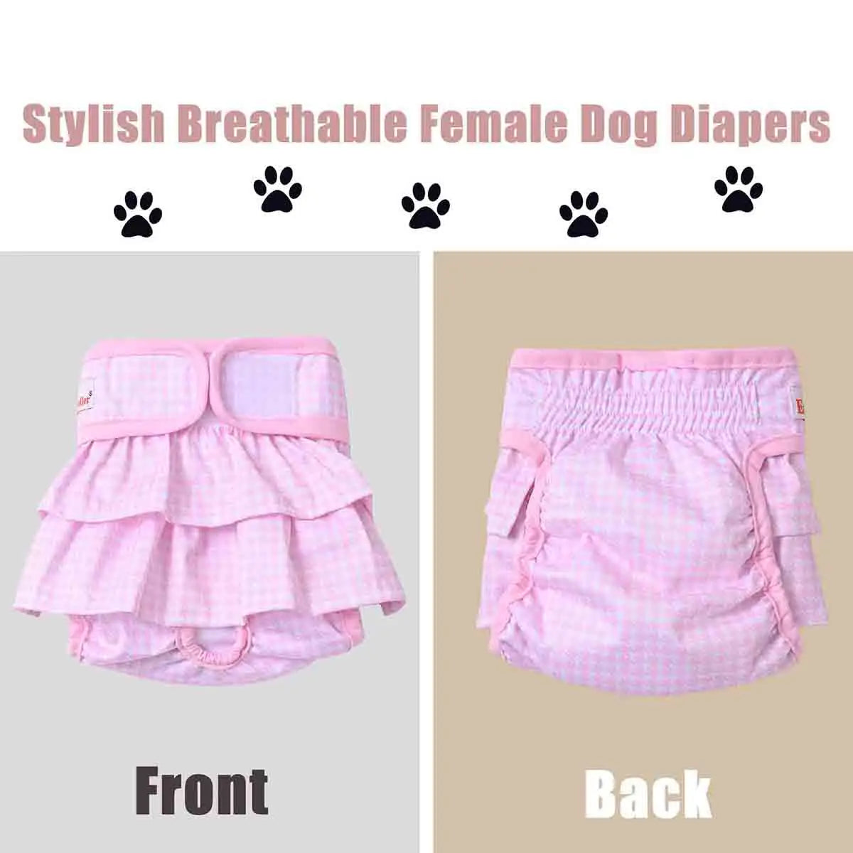 Washable Female Dog Diaper Cute Houndstooth Dress Short Underware Belly Bands Reusable Pet Panties Sanitary Pant Diapers