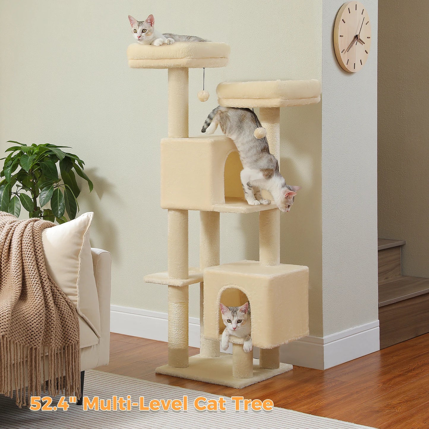 Flower Cat Tree for Indoor Cats with 2 Cozy Condos