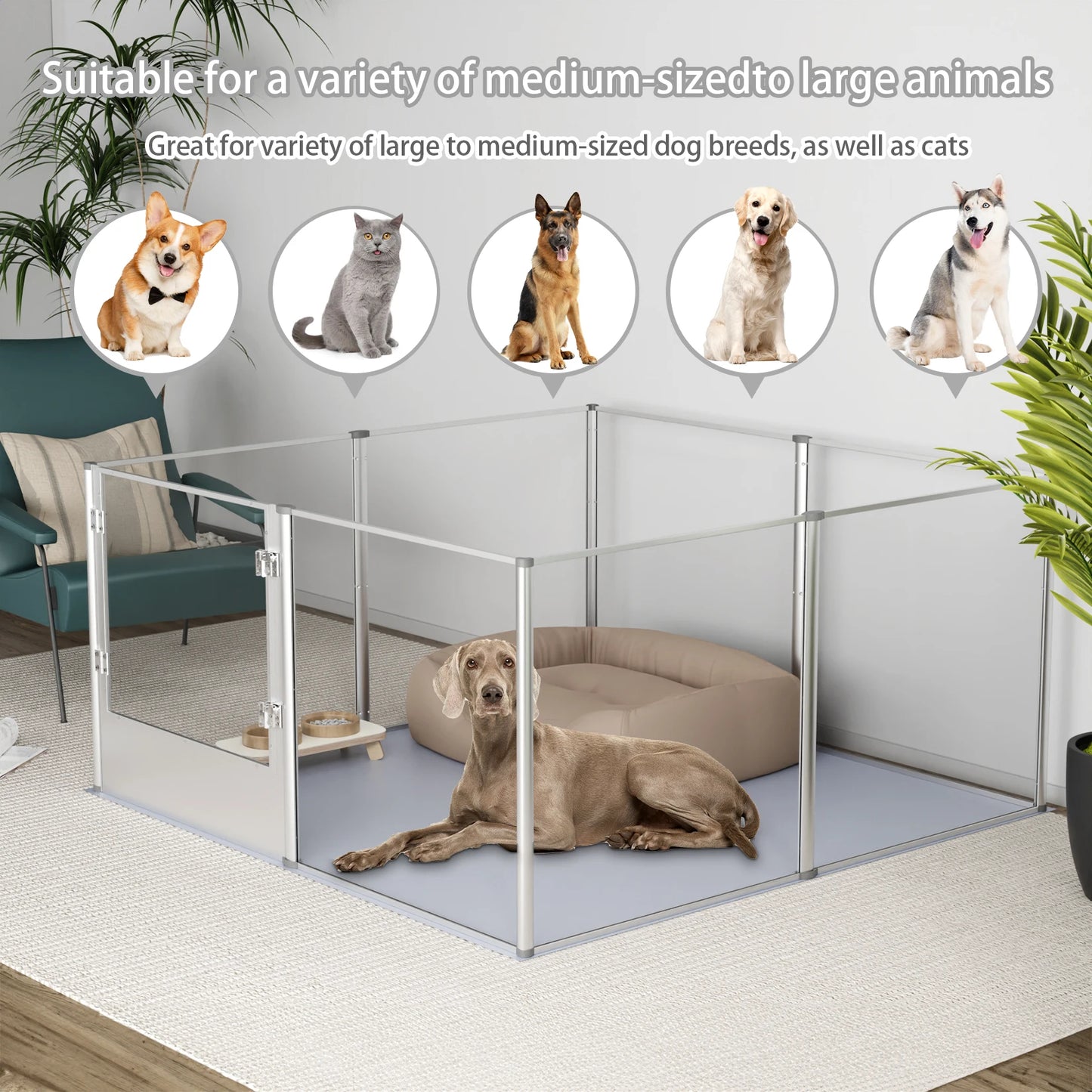 8 Panels Dog Playpen Fence for Indoor