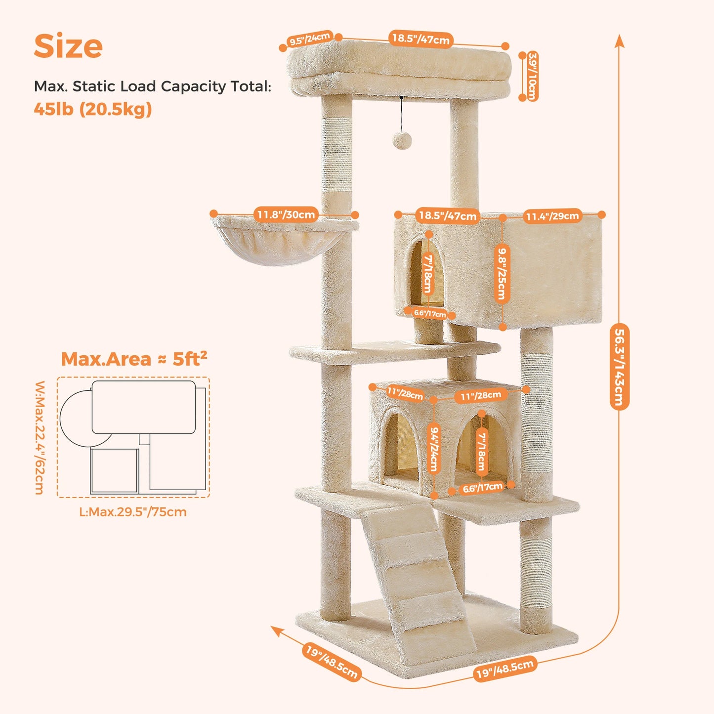 Cat Tree Luxury Cat Towers with Double Condos and Hammock