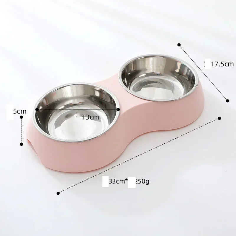 Double Pet Food Bowl Stainless Steel